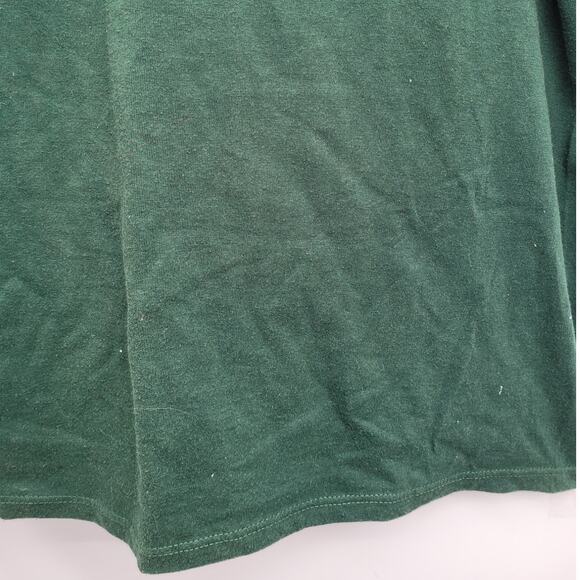 Jerzees Vintage Green Asian Quilted Patch Coin Embellished Short Sleeve T Shirt - Picture 8 of 13